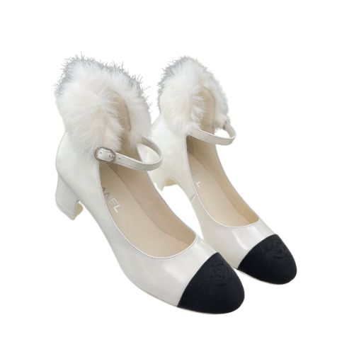 Chanel Milan Rabbit Fur High Heels White For Women - DAAXIO.US